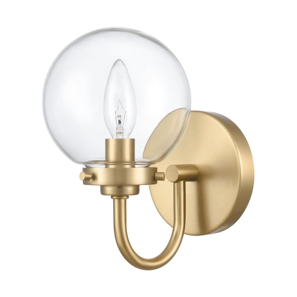 Fairbanks 85'' High 1Light Sconce, Brushed Gold And Clear